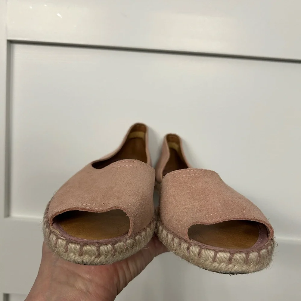 Miz Mooz Rose Suede Peep-Toe Espadrille Flats Size 38